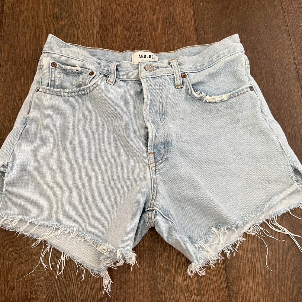 AGOLDE Parker Long Jean Shorts Light Wash Sz 27